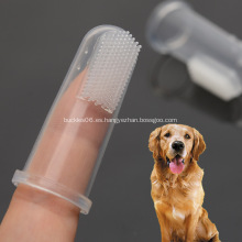 Cepillo suave transparente del silicón del cepillo de dientes del dedo del animal doméstico